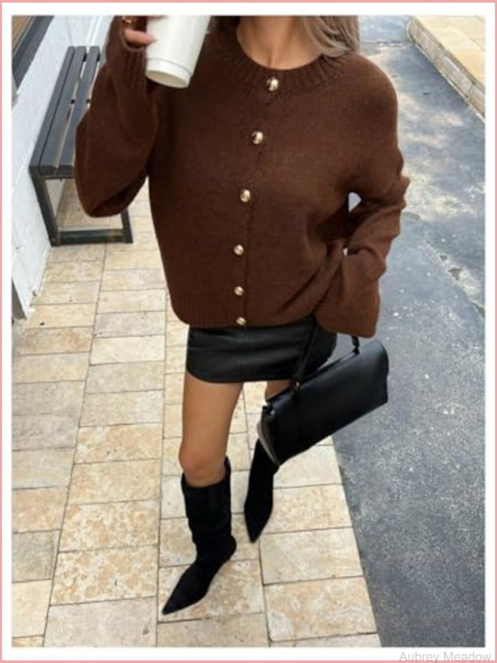 Cozy Knit Cardigan Sweater Streetwear Long Sleeve Crew Neck Loose Fit Solid - Picture 5 of 6